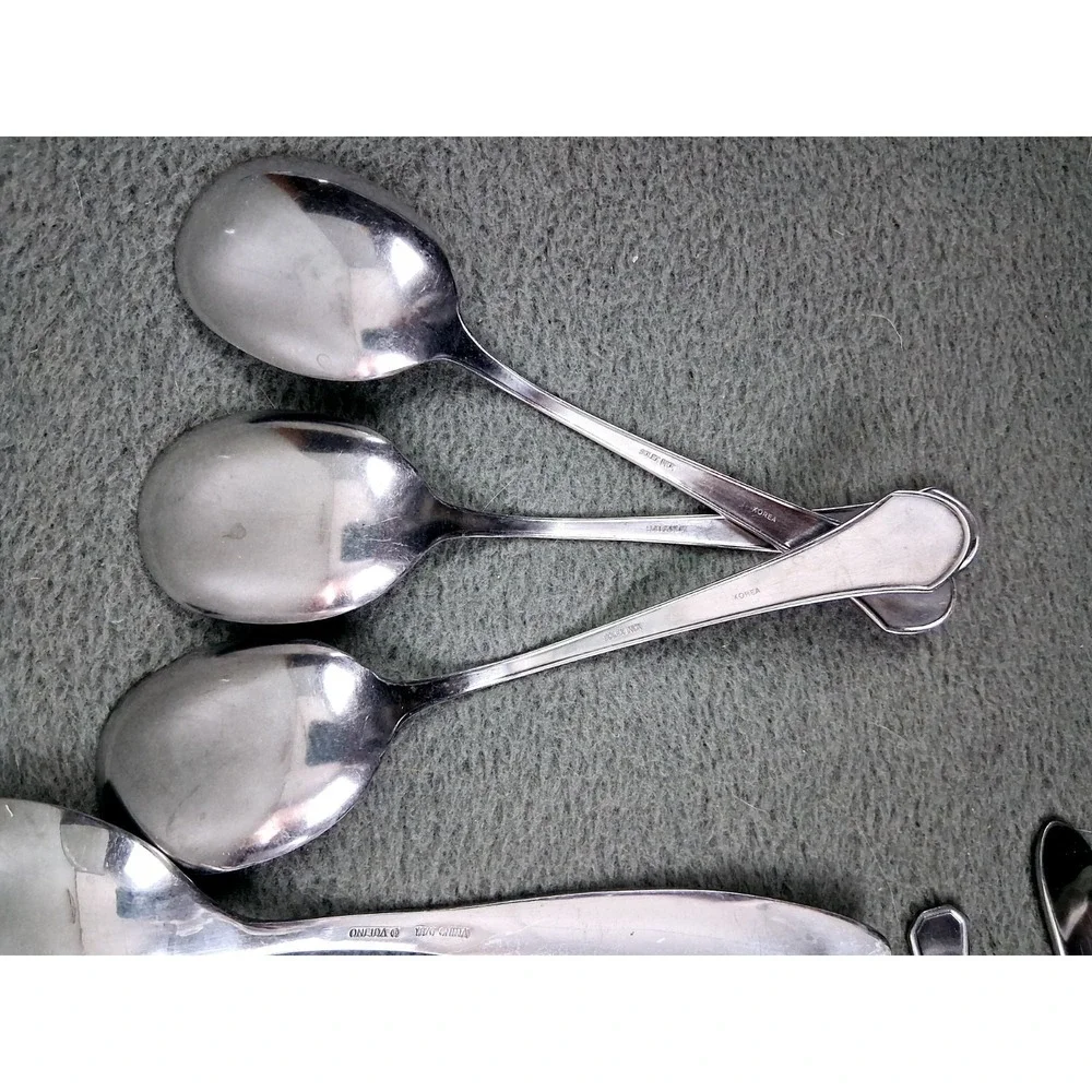 Assorted Lot Serving Spoons 10pc Oneida Vintage Solex‎ Inox Cottagecore Floral